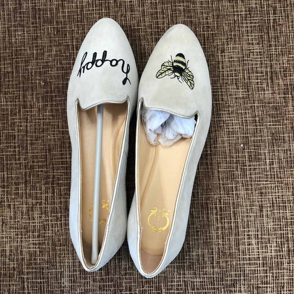 Tan suede Bee Happy flats